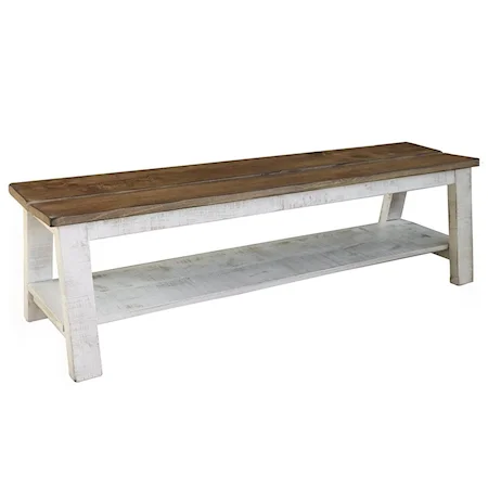 Solid Wood Breakfast and Bedroom Bench with Shelf